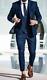 Navy Blue Slim-Fit Suit-Men's Suit Beige 3 Piece Suit- Wedding Jacket