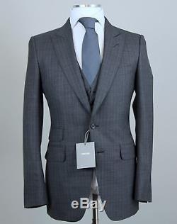 New 2016 Tom Ford 3 Piece Gray Suit Slim Fit Base E Model Size 38 (48 EU) NWT