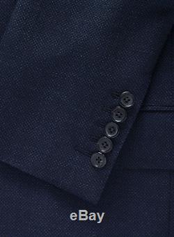 New 2017 TOM FORD Blue 3pcs Suit Birdseye Wool Slim-Fit 38 R US/48 IT $5450