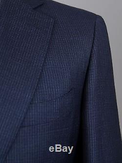 New $2195 Canali 1934 Blue Micro Check Wool Suit Slim Fit Model Size 40 (50 EU)