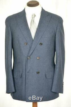 New $4800 BRUNELLO CUCINELLI Wool/Silk/Cashmere Blue Check Suit Slim Fit 40 R