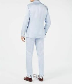 New $850 Tallia Orange Men's 44L Blue 2 Piece Cotton Slim Fit Suit Jacket Pants
