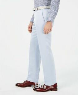 New $850 Tallia Orange Men's 44L Blue 2 Piece Cotton Slim Fit Suit Jacket Pants
