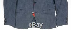 New $895 Hugo Boss Dark Blue Mini Check Wool Slim Fit Astian/hets Suit Sz 40r