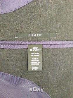 New BLACK Saks Fifth Avenue Slim-Fit Dk. Gray 2BT Wool Suit 38S/32 EU 48C