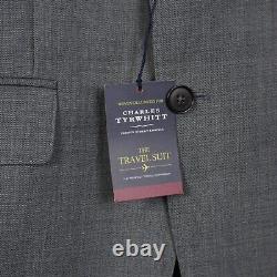 New Charles Tyrwhitt 38 R Light Grey Slim Fit Sharkskin Travel Suit Jacket