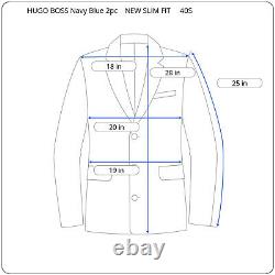 New Hugo Boss Mens Navy Blue SLIM FIT Flat Frt 2 Pc Suit 40S Jacket 32/33 Pant