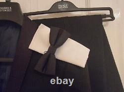 New M&s Collection Slim Fit Tuxedo Suit With Bow Tie And Handkerchief
