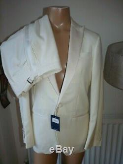New Mens Hackett Suit 38R 32 37L Cream White Tuxedo Evening Dinner Suit Slim Fit