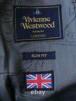 New Mens Vivienne Westwood London Charcoal Grey Box Check Slim Fit Suit 38r W32