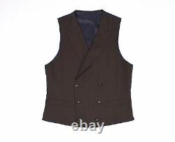 New Suit Supply Havana Patch Men Brown Slim Vest Blazer & Pants 3pc Set 48/46