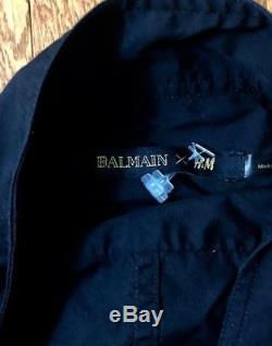 New sz M BALMAIN H&M black shirt suit jacket gold buttons mens