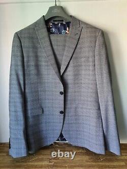 Next Light Grey Slim Fit Check Suit 44R Chest 36R Waist