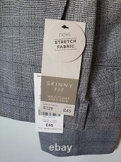 Next Light Grey Slim Fit Check Suit 44R Chest 36R Waist