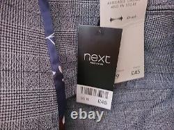 Next Light Grey Slim Fit Check Suit 44R Chest 36R Waist