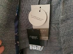 Next Light Grey Slim Fit Check Suit 44R Chest 36R Waist