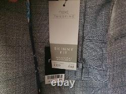 Next Light Grey Slim Fit Check Suit 44R Chest 36R Waist