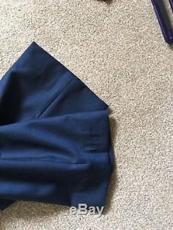 Next Mens Three Piece Suit Slim Fit Blue Wool Blend Jacket 40s Trousers 34r