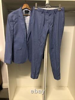 Nicole Farhi Linen Suit Mens 42 Blue Single Breasted Slim Fit 2 Button 32W