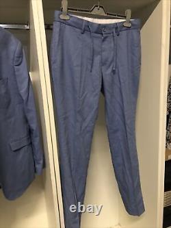 Nicole Farhi Linen Suit Mens 42 Blue Single Breasted Slim Fit 2 Button 32W
