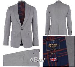 Nwt Vivienne Westwood Grey Slim Fit James 1 Button Wool Suit. Uk 44r Eur 54r