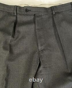 Oliver Brown Pure Wool Grey Black Dots Slim Fit Men's Classic Suit, Size 44/38