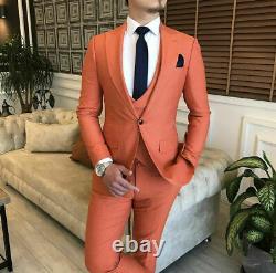 Orange Slim-Fit Suit 3-Piece