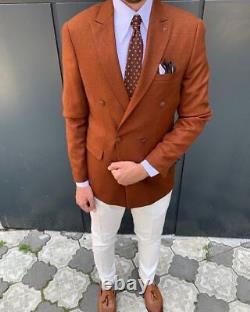 Orange & White Slim-Fit Suit 2-Piece, All Sizes Acceptable #21