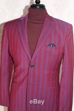 Ozwald Boateng Suit Cherry Tonic Pinstripe Bespoke Savile Row Slim Fit Uk 40r