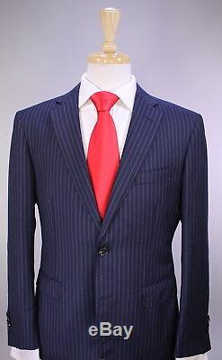 PAL ZILERI 2017 Navy Blue Striped Super 120's Wool 2-Btn Slim Fit Suit 40S