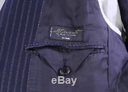 PAL ZILERI 2017 Navy Blue Striped Super 120's Wool 2-Btn Slim Fit Suit 40S