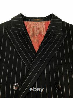 PAMONI Black Pinstripe Double Breasted Slim Fit Suit