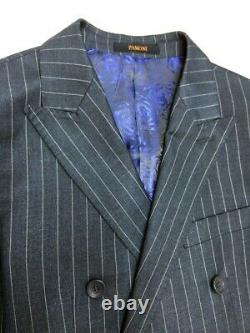 PAMONI Grey Pinstripe Double Breasted Slim Fit Suit