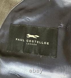PAUL COSTELLOE LUXURY DESIGNER SUIT TAILORED PLAIN BLUE SLIM FIT 42x34x31