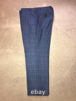 PAUL SMITH -Mens Slim Fit BLUE Check WOOL SUIT UK 46 Short W38 L29 -GORGEOUS