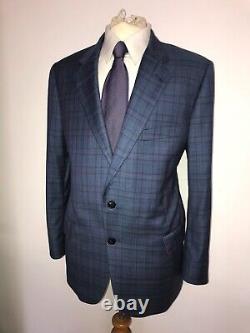 PAUL SMITH -Mens Slim Fit BLUE Check WOOL SUIT UK 46 Short W38 L29 -GORGEOUS