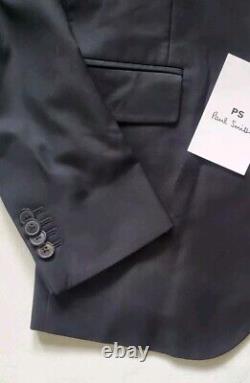 PAUL SMITH SUIT Slim Fit Jacket 38 R Trousers 32 Black Pure Wool Italy Rrp £1350