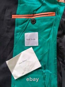 PAUL SMITH SUIT Slim Fit Jacket 38 R Trousers 32 Black Pure Wool Italy Rrp £1350