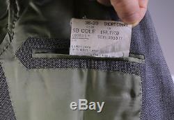 PHINEAS COLE Gray/Black Birdseye Peak Lapel Slim Fit 110's Wool 1B Suit 36S