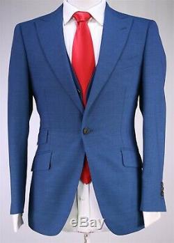 PHINEAS COLE by Paul Stuart Emerald Blue 3-Pc Slim Fit Peak Lapel Suit 36S