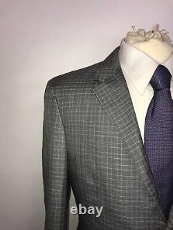 PRADA Mens Slim Fit GREY Checked WOOL & SILK SUIT 38 Reg W32 L32 -GORGEOUS