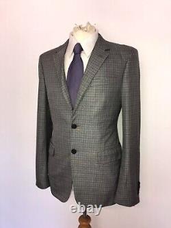 PRADA Mens Slim Fit GREY Checked WOOL & SILK SUIT 38 Reg W32 L32 -GORGEOUS