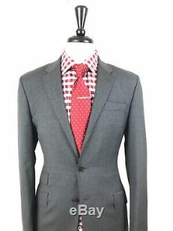 Paul Smith Mens Grey Striped Tailored Slim Fit Wool Suit 38R 32W 30L