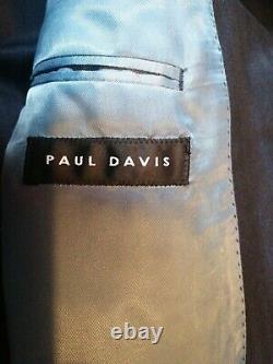 Paul davis black grey stripe modern designer slim fit suit size 40 EU 50