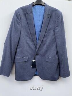 Penguin Men's Blue Check Slim Fit 2 Piece Suit Size 42/36 Regular Bnwt