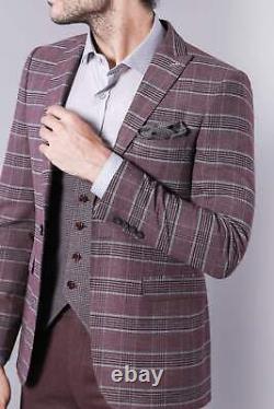 Philip Men's 3 Piece Grey Purple Mix & Match Slim Fit Suit