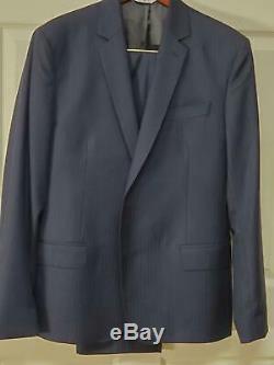 Pierre Balmain Super Slim Fit Hirringbone Navy Wool Suit, Dior Sz. 56 Eu/42r-$1300