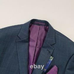 Platinum Men's Blue Twill 2 Piece Slim Fit Suit Set 40 R Jacket/ 34 R Trousers