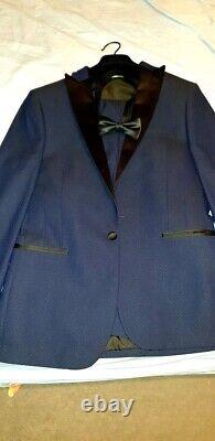 Pre-Owned Moss Slim Fit Navy Dresswear Tuxedo Suit Blazer and Trousers sz34