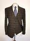 RACING GREEN 3 PIECE Tailored Fit BROWN TWEED WOOL SUIT 42 Short W34 L29